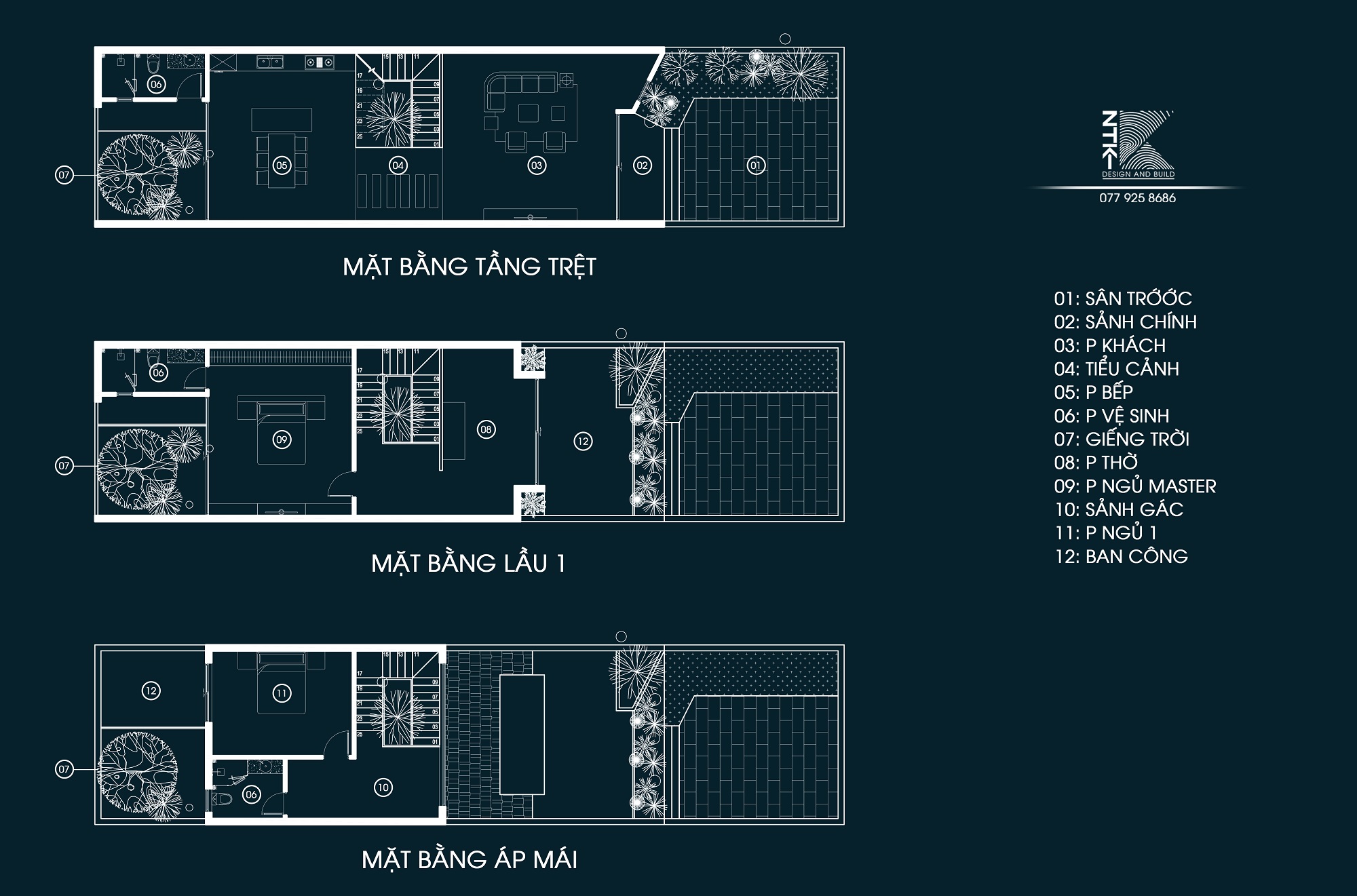 Thiết kế biệt thự 3 tầng 6x20m