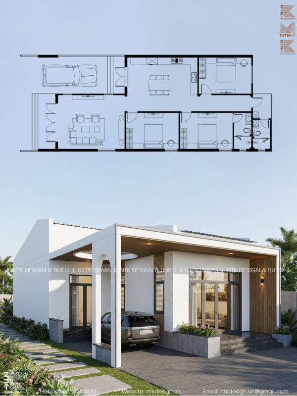 Thiết kế nhà cấp 4 hiện đại tiết kiệm chi phí