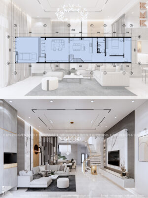 BIA a collage of a room with a blueprint